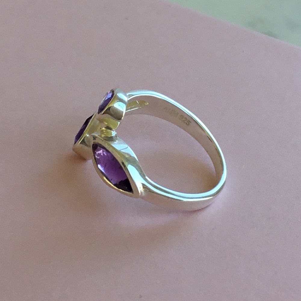 Genuine Amethyst .925 Sterling Silver Ring - Picture 10 of 16